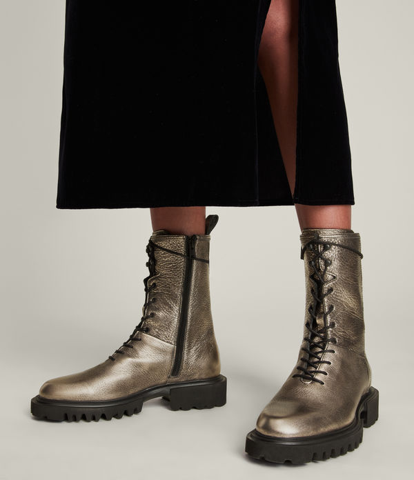 Maren Leather Metallic Boots