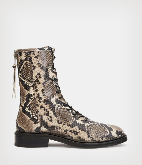 Misty Leather Snake Effect Boots