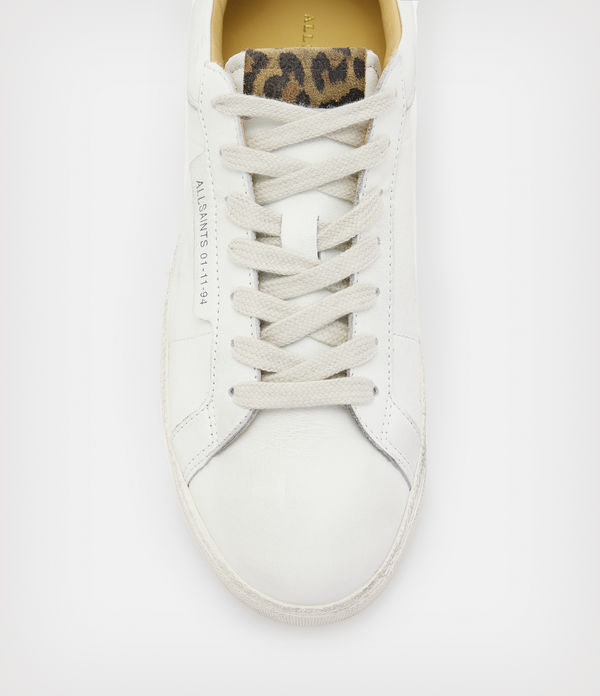 Sheer Leather Leopard Print Trainers