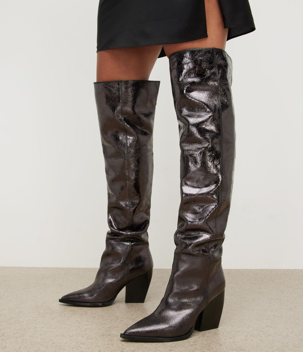 Reina Leather Crinkle Boots