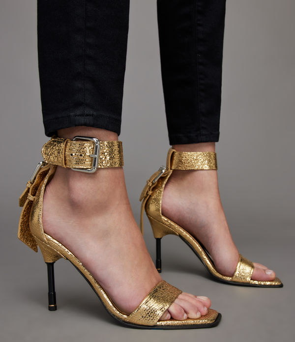 Noir Leather Shimmer Sandals