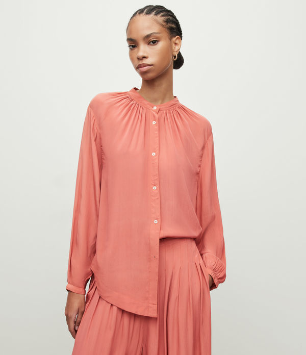 Hezzy Stand Collar Draped Shirt