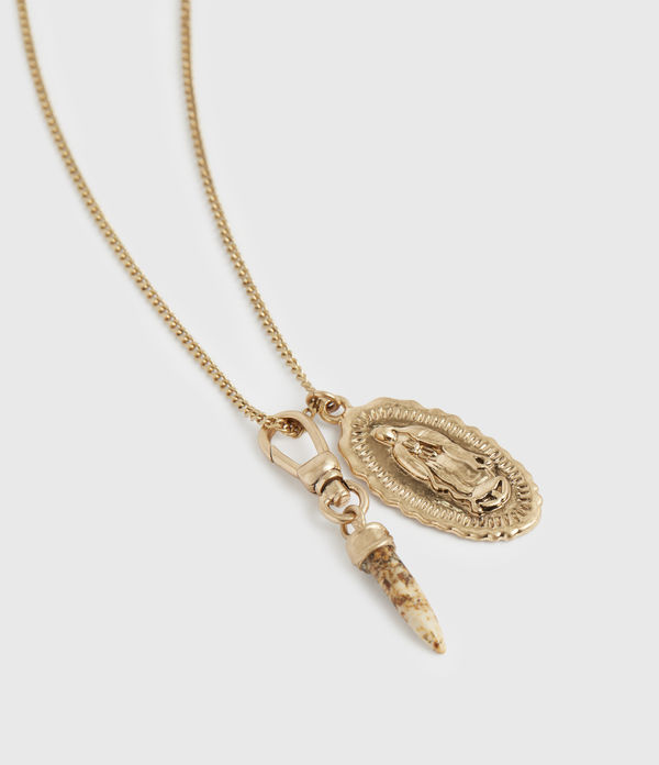 Horn Gold-Tone Saint Pendant Necklace