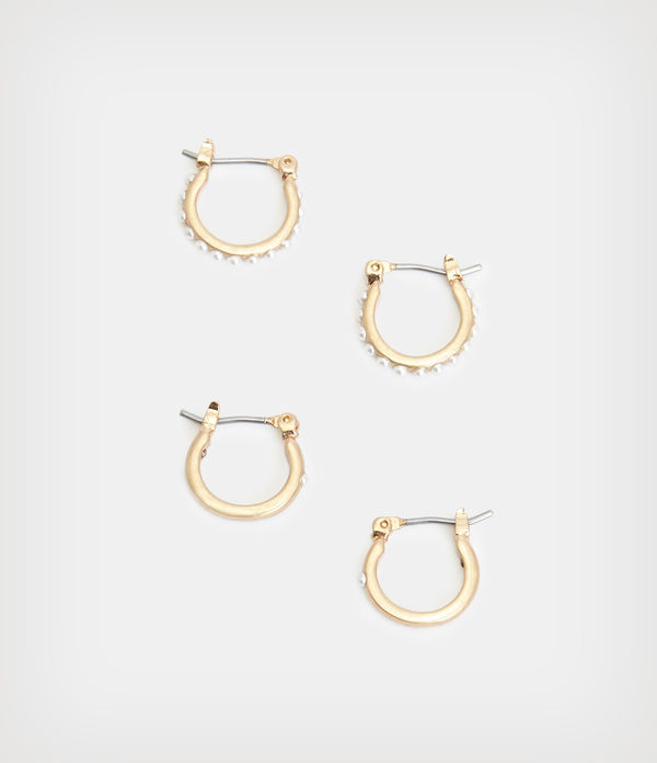 Jada Huggie Pearl Hoop Earring Set