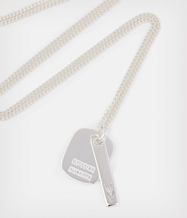 Logo Tag Sterling Silver Charm Necklace