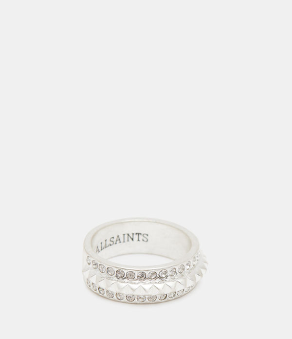 Zaria Silver Tone Studded Ring