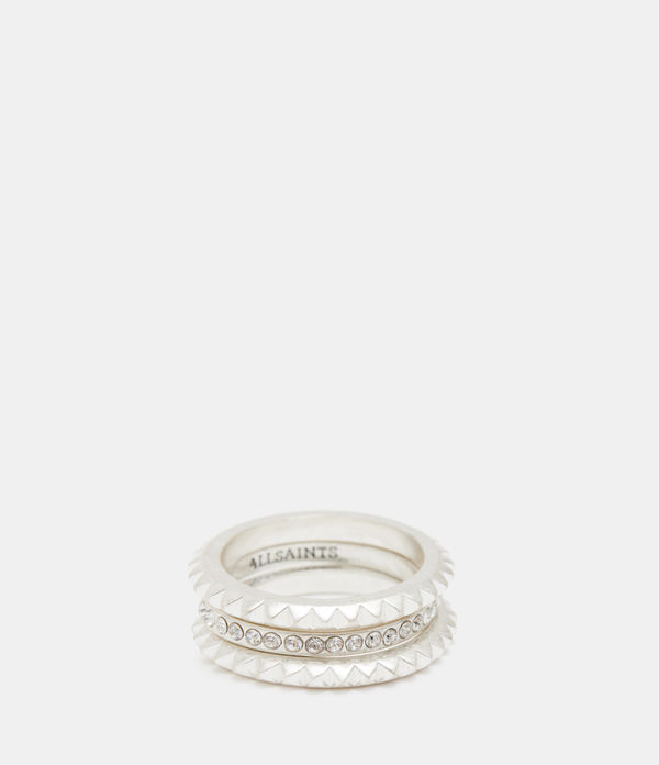 Zaria Silver Tone Studded Ring Set