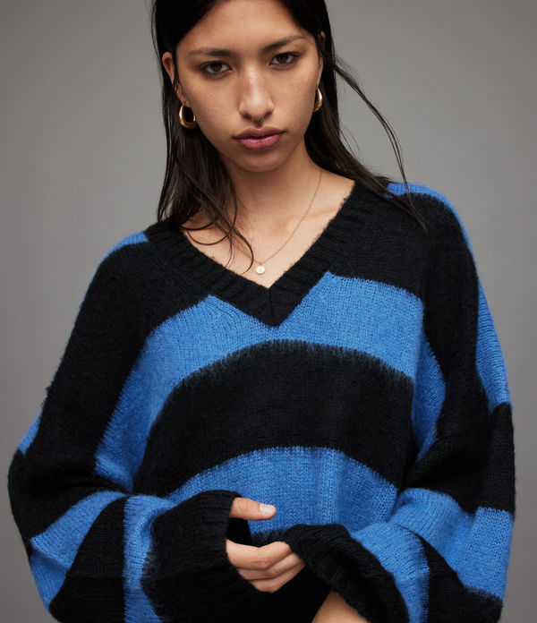 Lou V-Neck Stripe Sweater