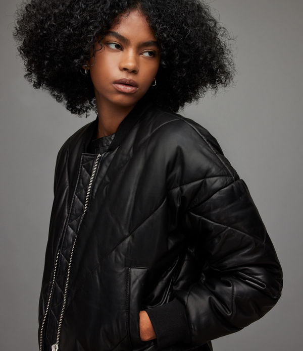 Bailey Cropped Leather Puffer Jacket
