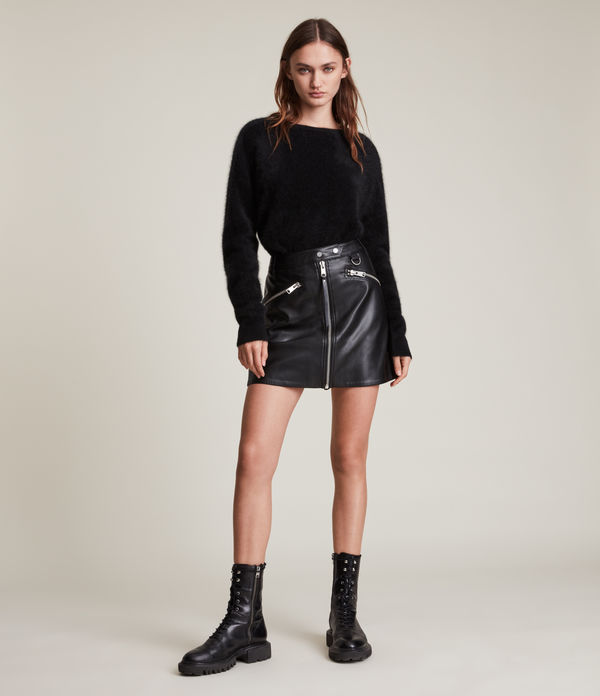 Tarren Leather-Look Biker Skirt