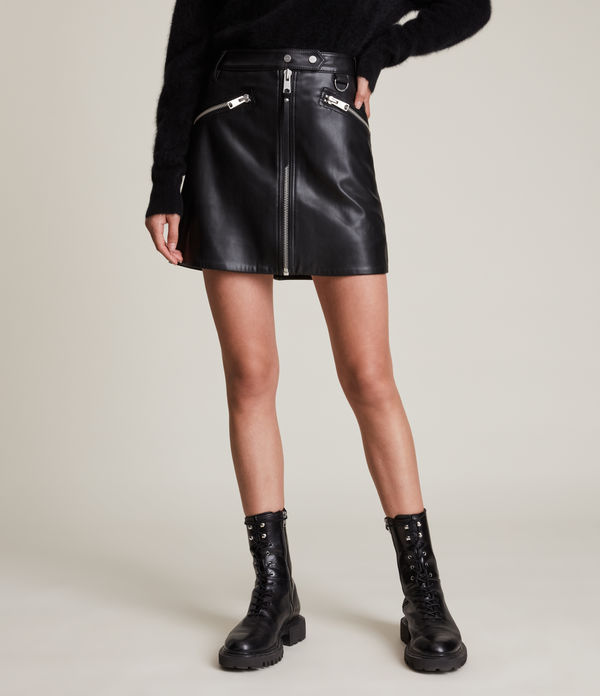 Tarren Leather-Look Biker Skirt
