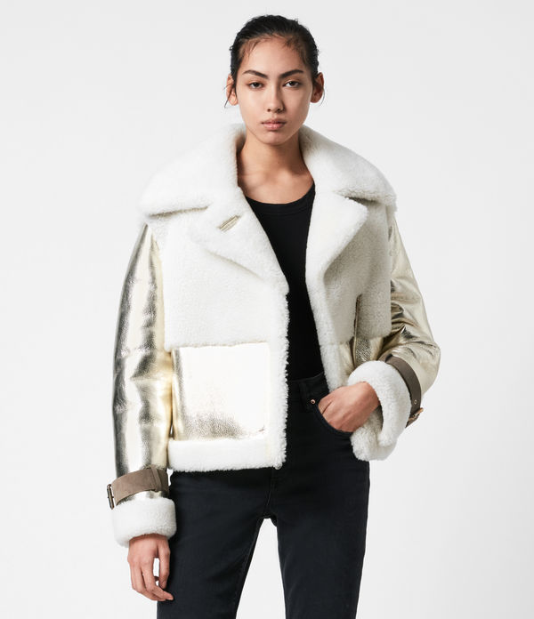 metallic aviator jacket