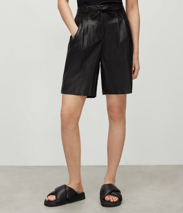 Savannah High-Rise Leather Shorts