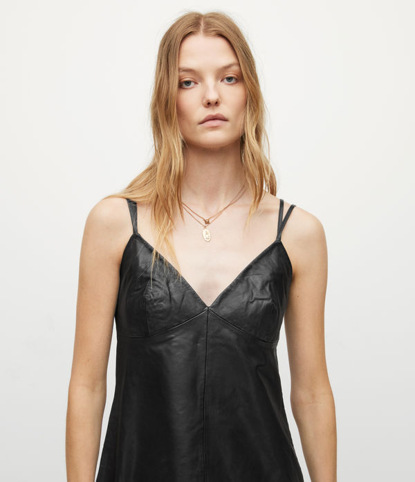 Sloane Leather Slip Mini Dress