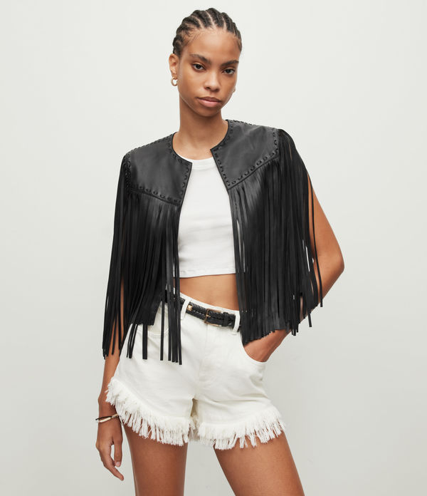 Astral Leather Fringed Gilet
