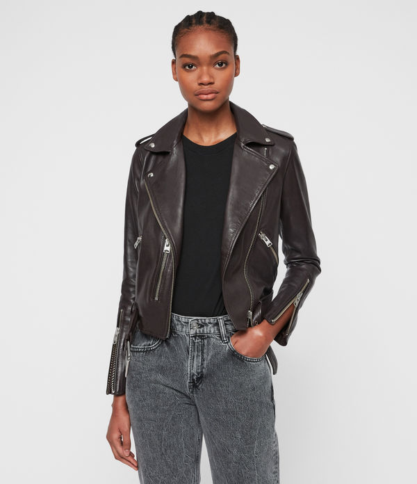 ALLSAINTS UK: Womens Trae Leather Jacket (black)