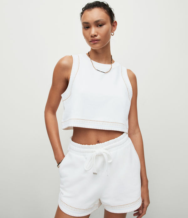 Crochet Lila Embroidered Trim Crop Top