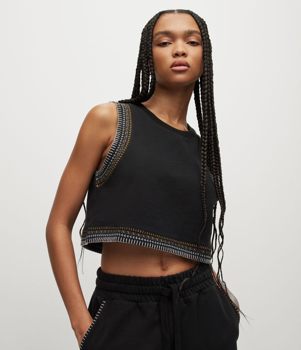 Crochet Lila Embroidered Trim Crop Top