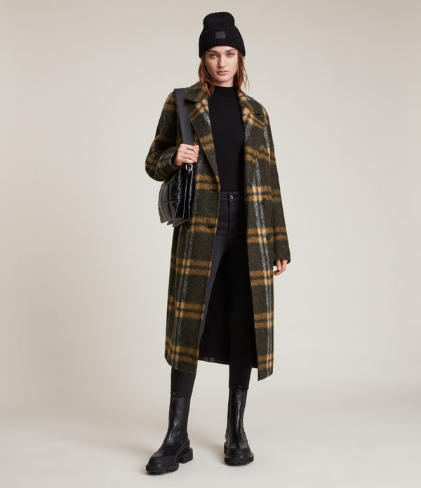 ensley wool blend check coat