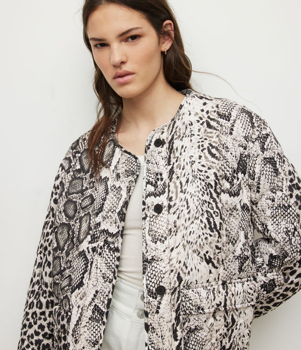 UK Womens Ladies Leopard Snakeskin Animal Skin Printed Jacket Blazer Size 6-16 