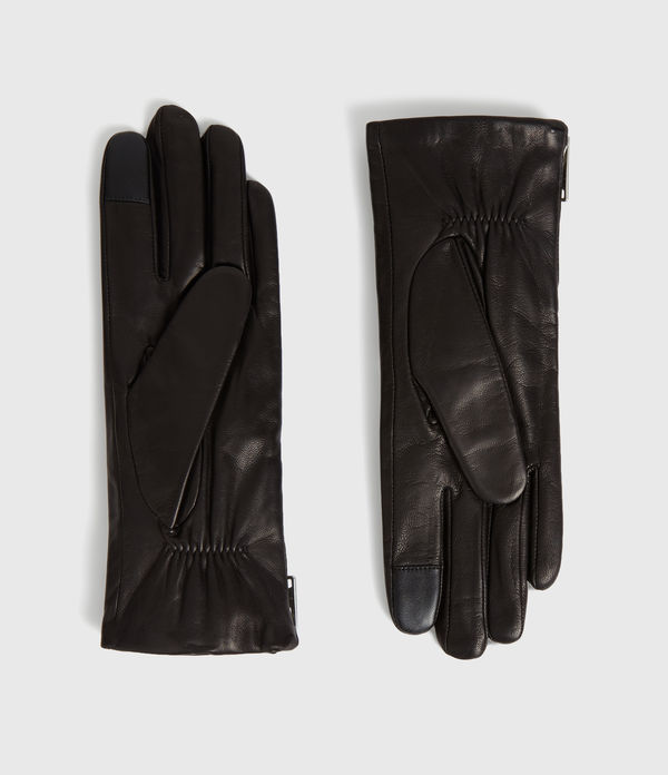 Zipper Touch Leder Handschuhe
