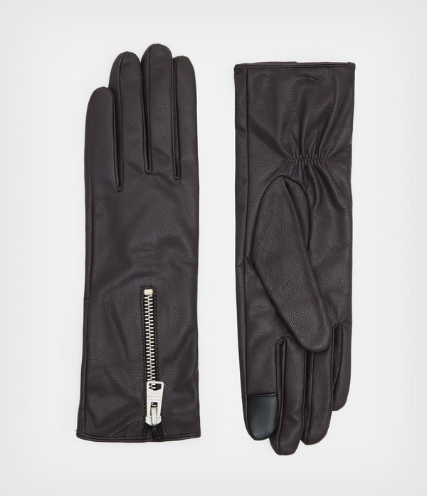 Sara Zip Leather Gloves