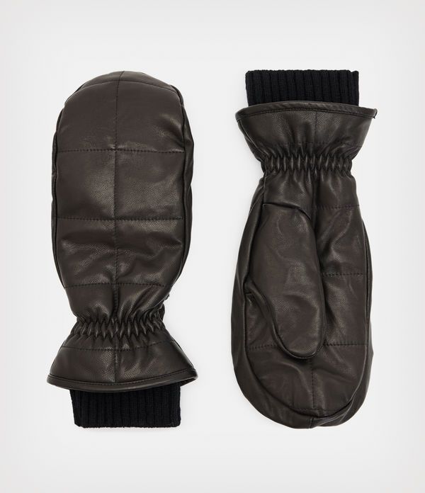 Andra Leather Puffer Mittens
