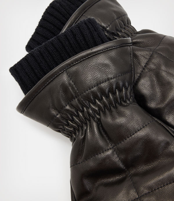 Andra Leather Puffer Mittens