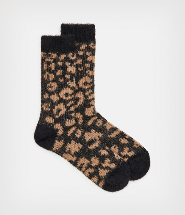 Leopard Print Brushed Socks