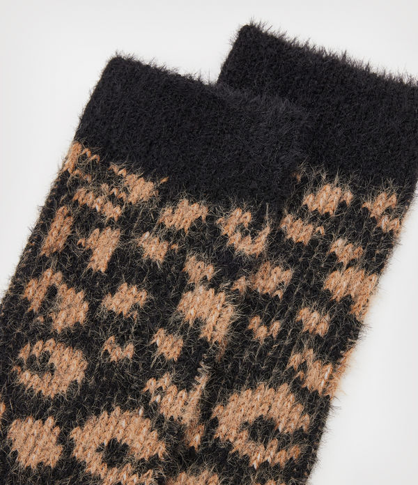Leopard Print Brushed Socks