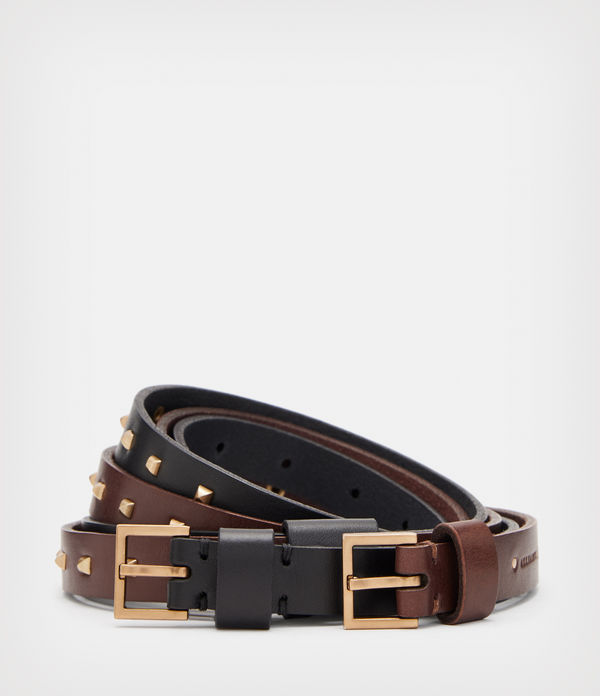 Maxie Leather Studded Duo Belt