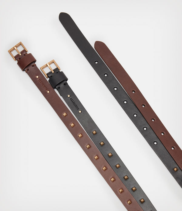 Maxie Leather Studded Duo Belt