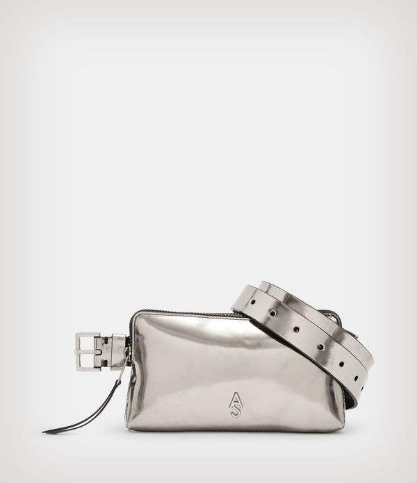 Lila AllSaints Metallic Leather Belt Bag