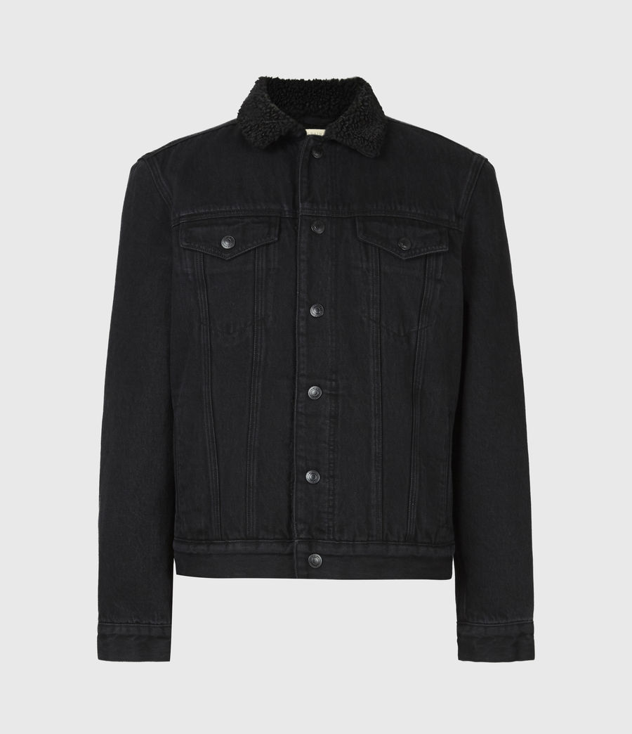 sherpa lined denim jacket black