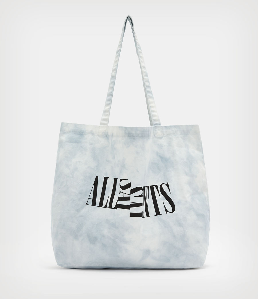Mens Split Oppose Tie Dye Tote Bag (white_hazy_blue) - Image 1