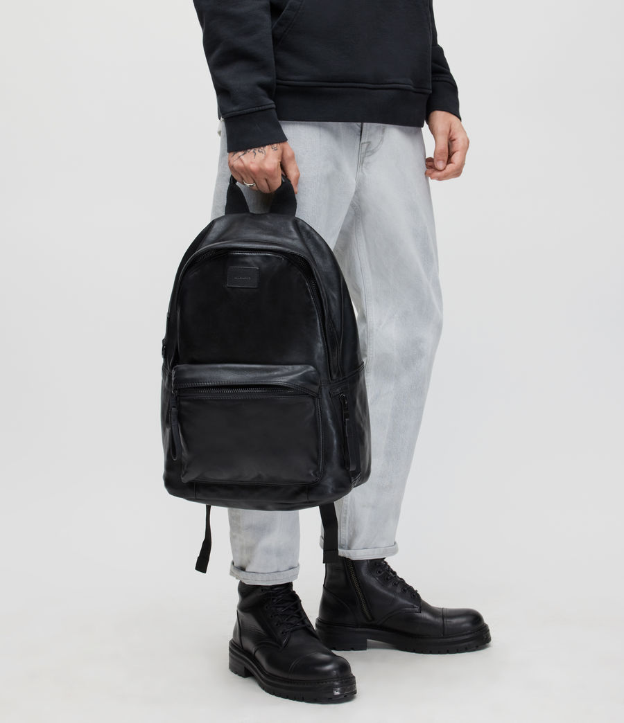Mens Arena Leather Backpack (black) - Image 2