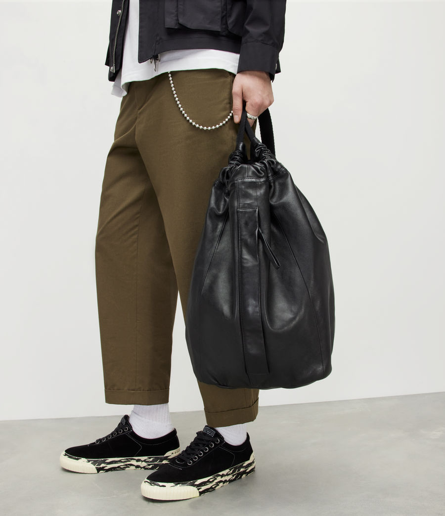 Mens Kaito Leather Duffle Sling Bag (black) - Image 2