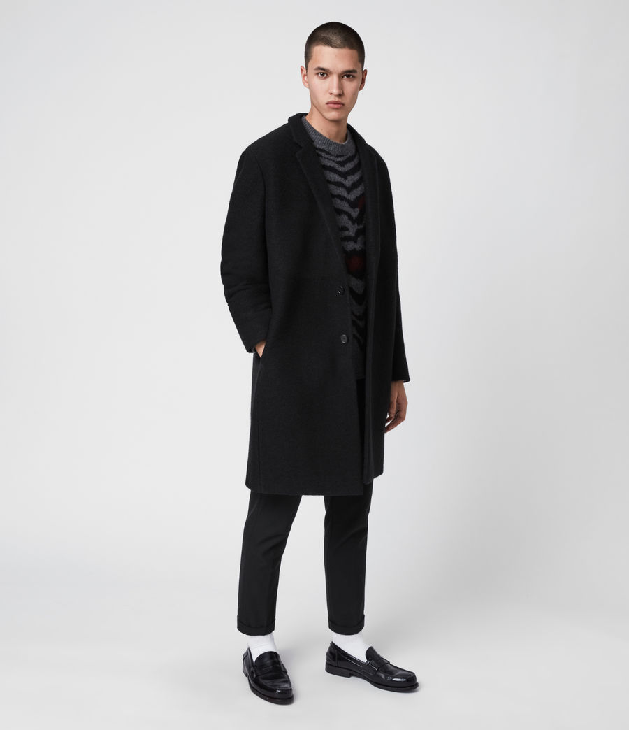 all saints black wool coat