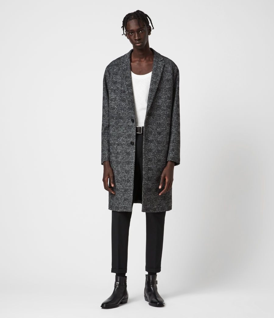 all saints black wool coat