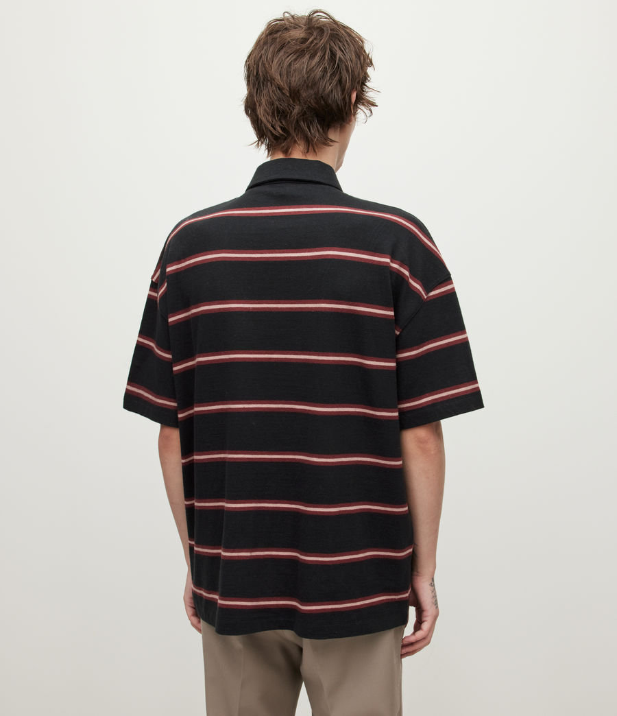 Mens Arden Short Sleeve Striped Polo Shirt (blk_red_ashed_pink) - Image 5