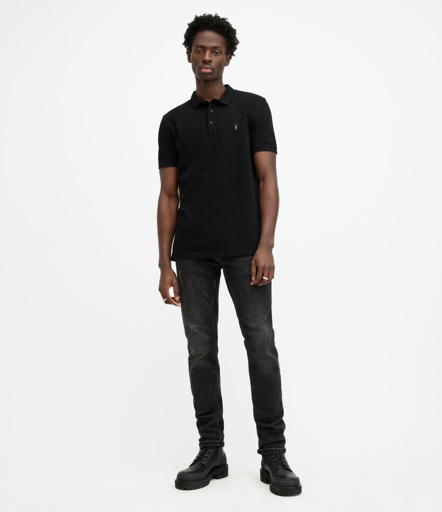 all saints black polo shirt