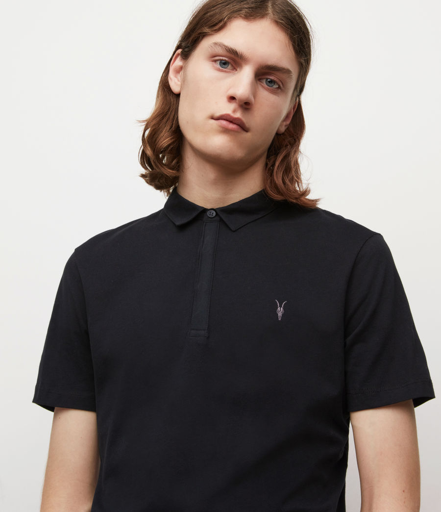 ALLSAINTS UK: Mens Brace Short Sleeve Polo Shirt (jet_black)
