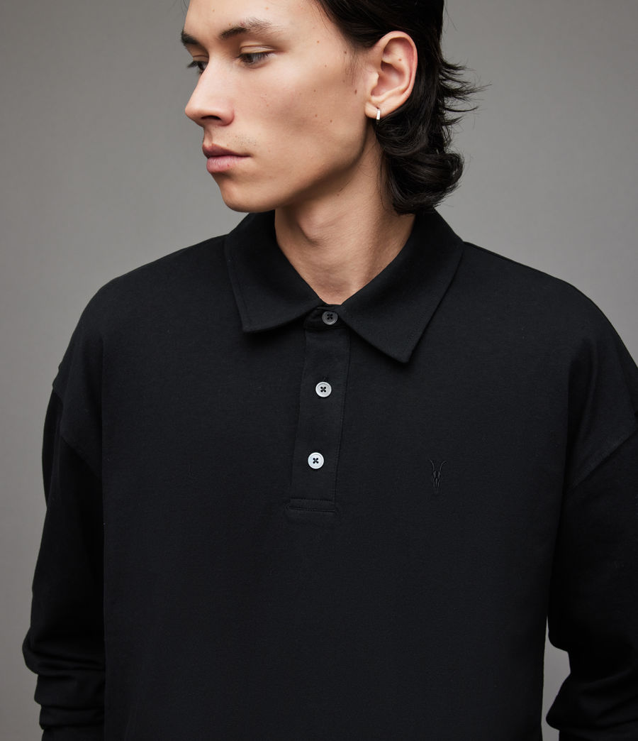Herren Lex Long Sleeve Polo Shirt (jet_black) - Image 2