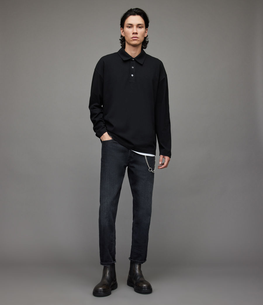Herren Lex Long Sleeve Polo Shirt (jet_black) - Image 3