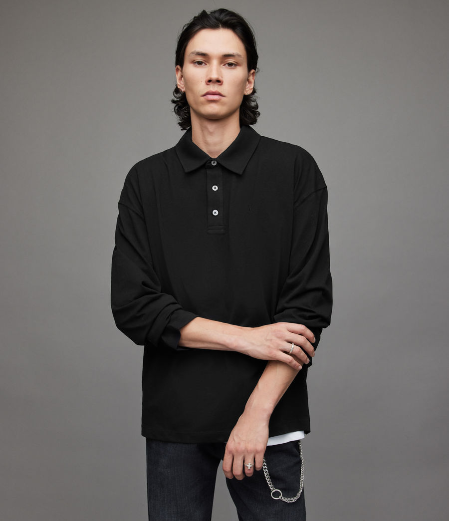 Herren Lex Long Sleeve Polo Shirt (jet_black) - Image 4