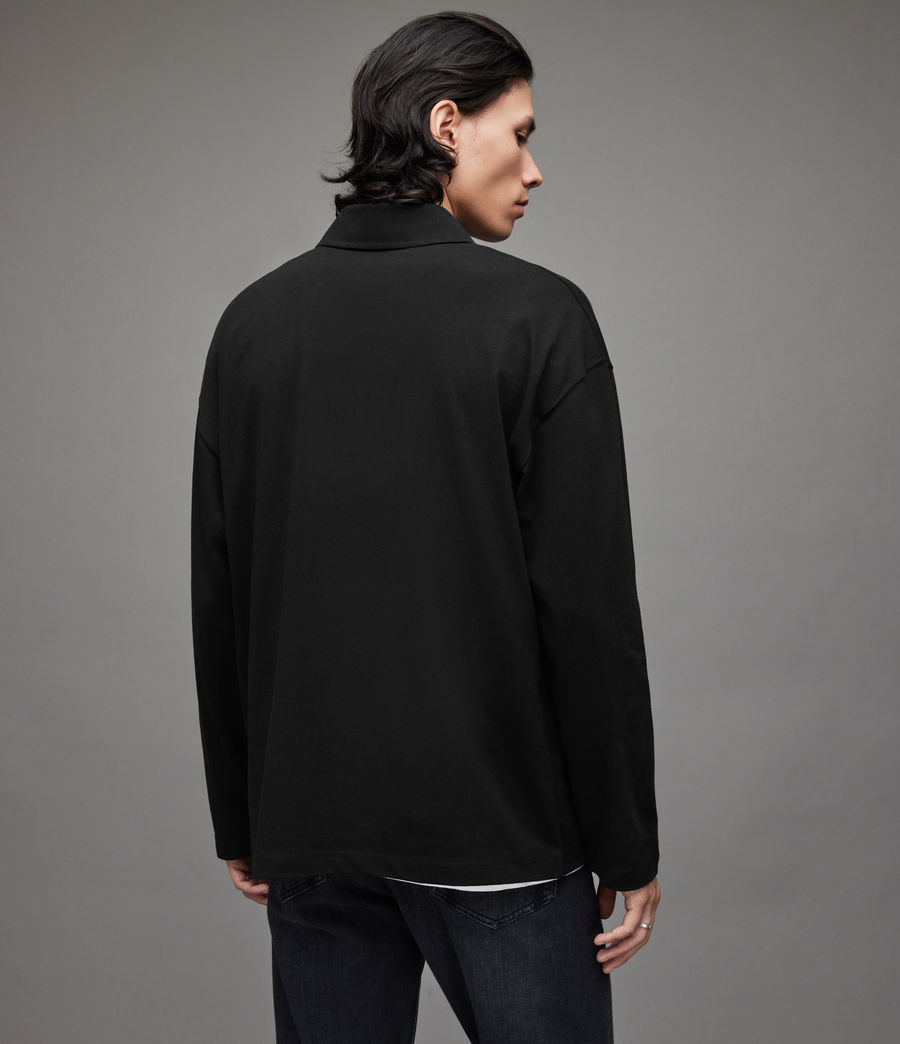 Herren Lex Long Sleeve Polo Shirt (jet_black) - Image 5