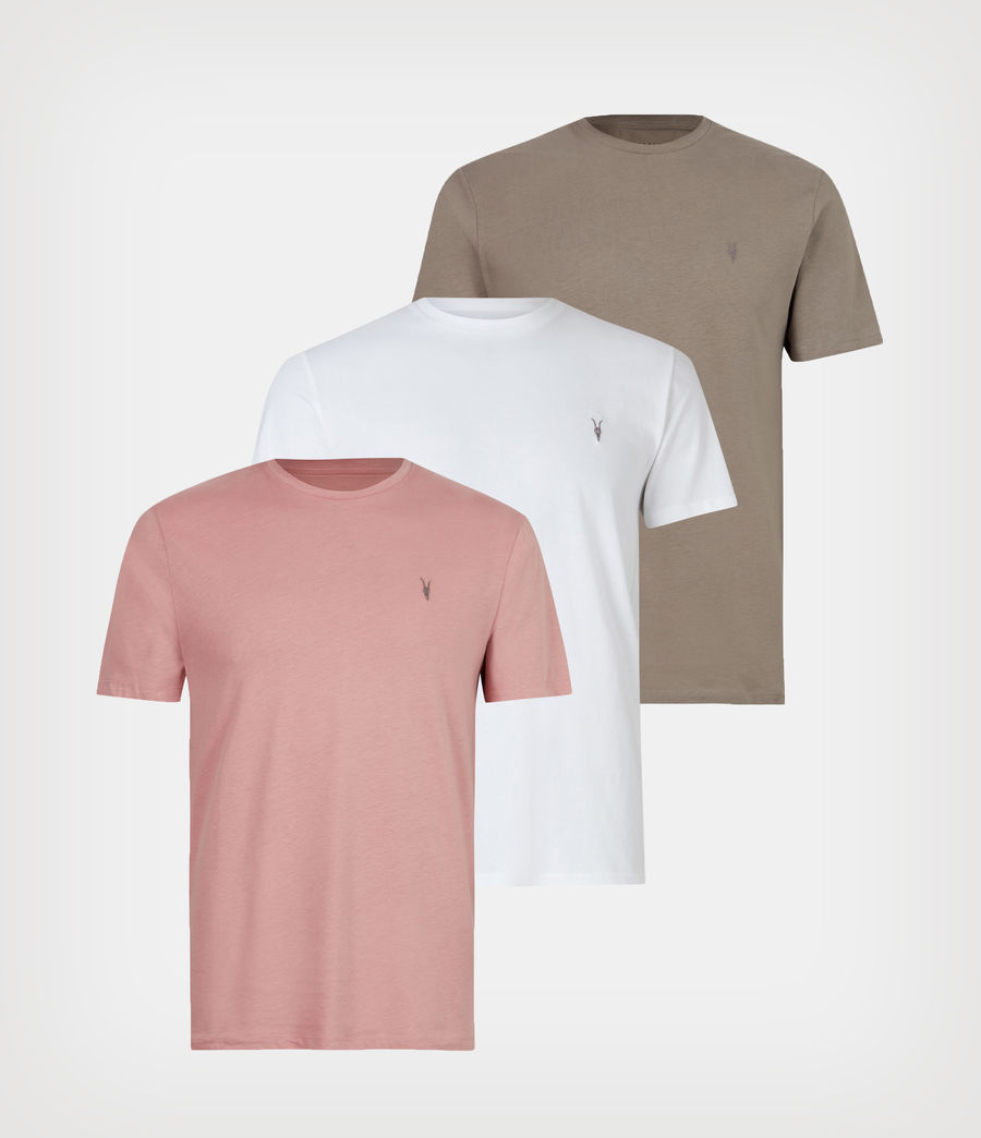 Men's Brace Crew 3 Pack T-Shirts (pink_opt_wht_flint) - Image 1