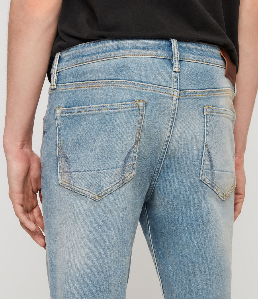 ALLSAINTS UK: Mens Cigarette Damaged Skinny Jeans, Light Indigo Blue ...