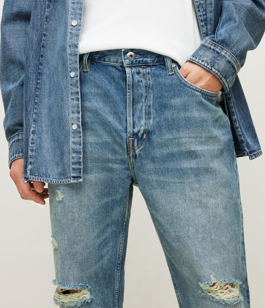 Herren Jack Used-Look Cropped Tapered Jeans (mid_indigo) - Image 3