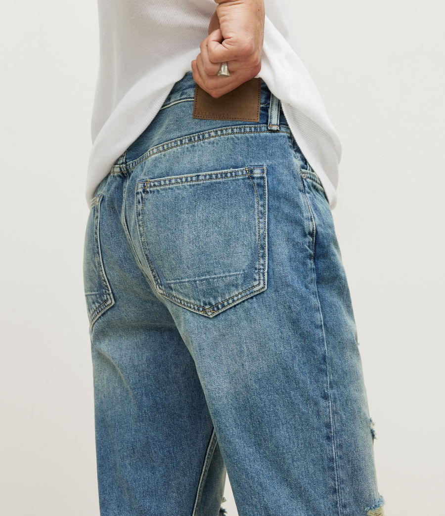 Men's Jack Damaged Cropped Tapered Jeans (mid_indigo) - Image 5